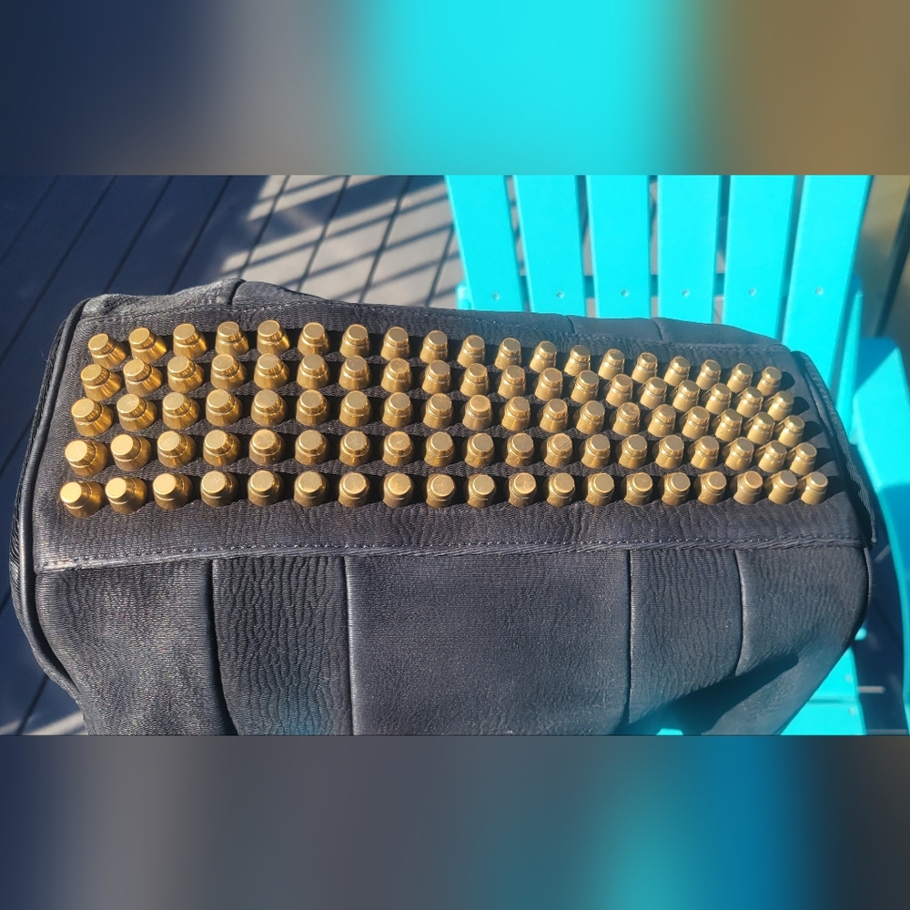 Alexander Wang Distressed Calfskin Studded Rocco Barrel Duffle - Picture 9 of 17